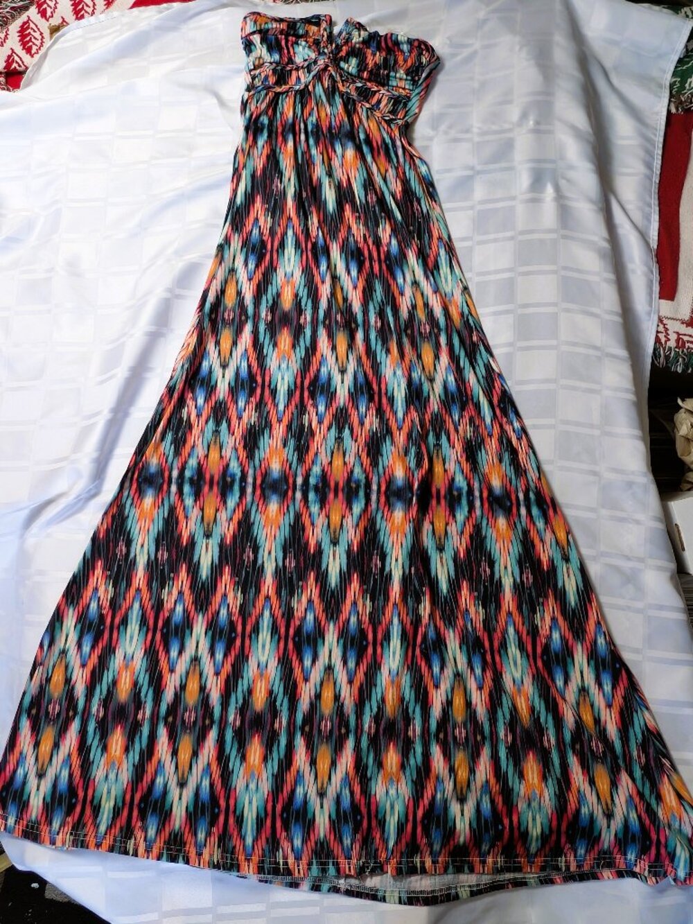 YE WOMEN'S LONG DRESS NATIVE NAVAJO PATTERN STRAPLESS COLORFUL SUMMER WEAR